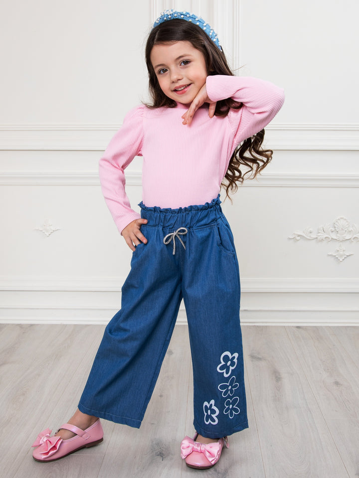 Flower Trail Relaxed Fit Luxe Denim Pants