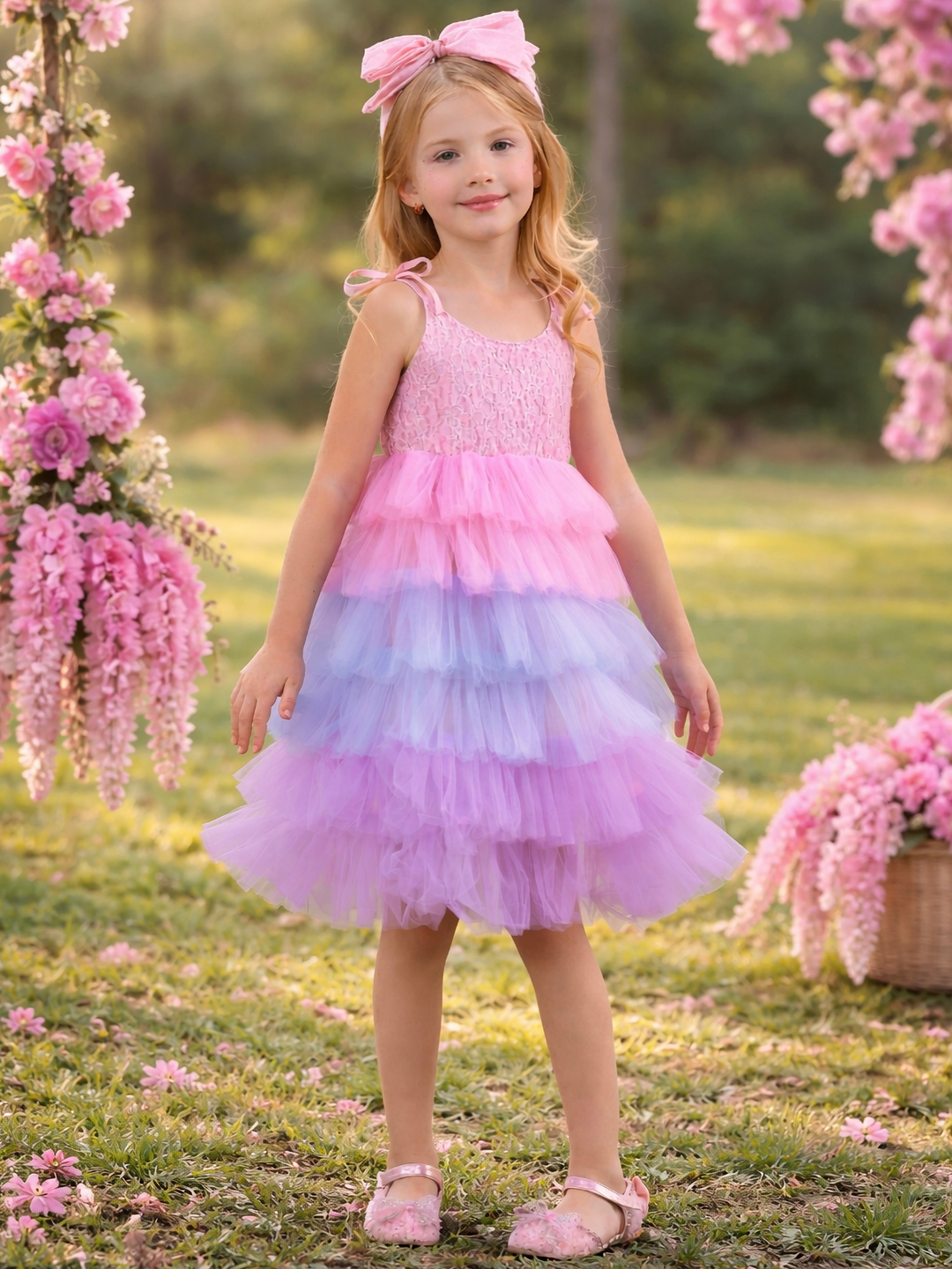 Girls pink ombre tulle dress for Easter and birthdays