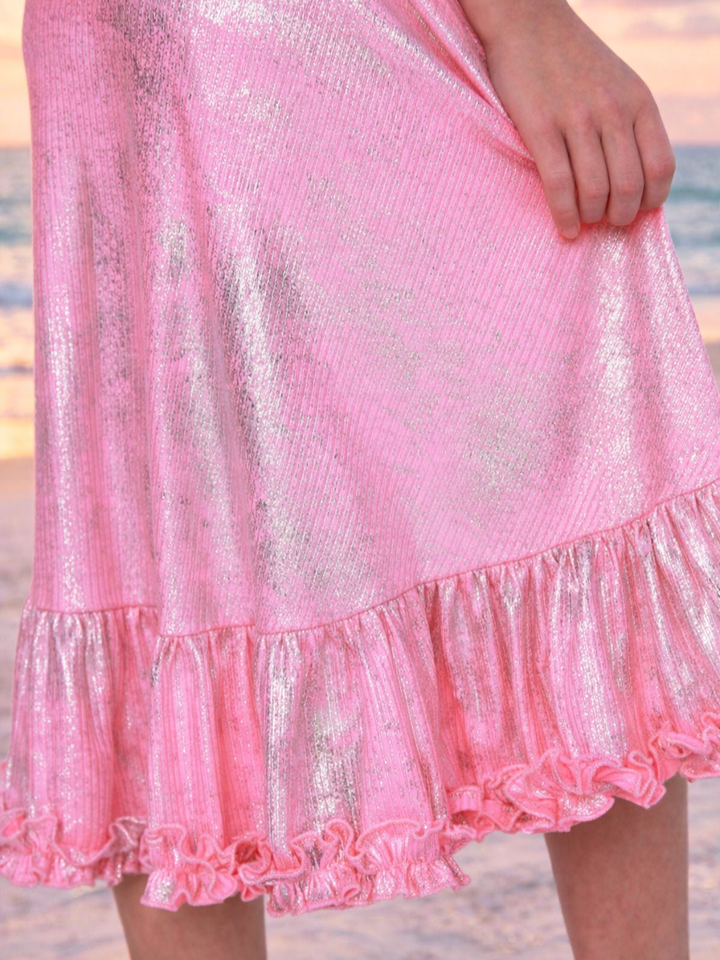 spring break pink sparkle dress for girls