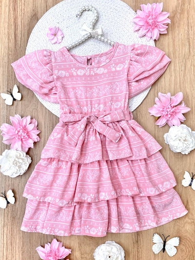 Mia Belle Girls Pink Tiered Ruffle Dress | Girls Spring Dresses