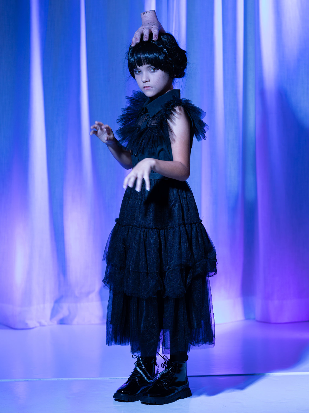 Girls Wednesday Prom Dance Tulle Costume Dress with Belt Black / 7Y Girls Wednesday Prom Dance Tulle Costume Dress with Belt Black / 7Y