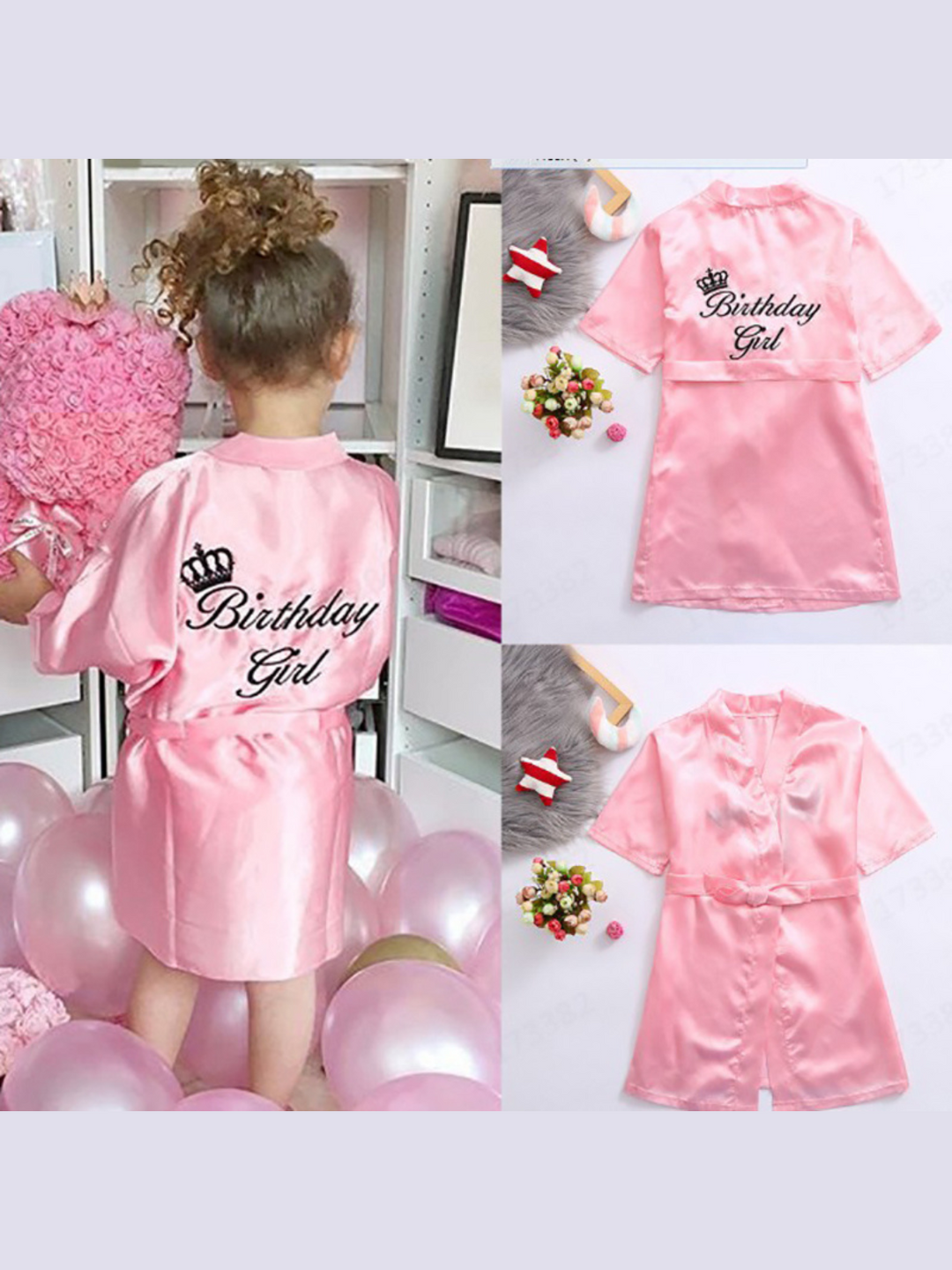 Mia Belle Girls Birthday Girl Robe | Kids Costume Accessories
