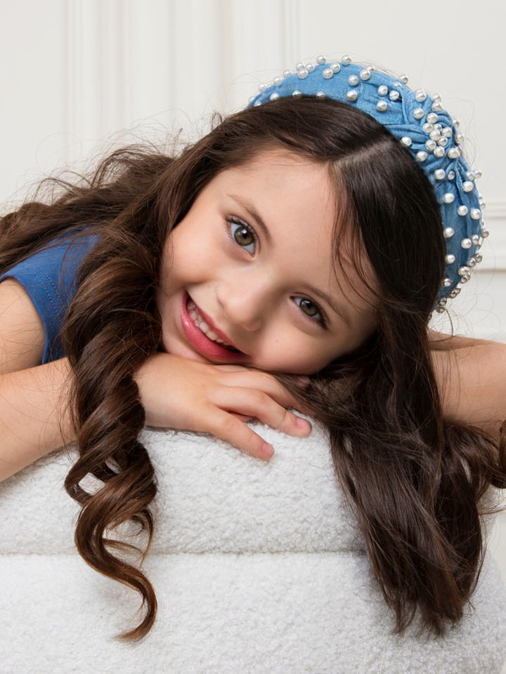 Girls Velvet and Pearl Twist Knot Headband