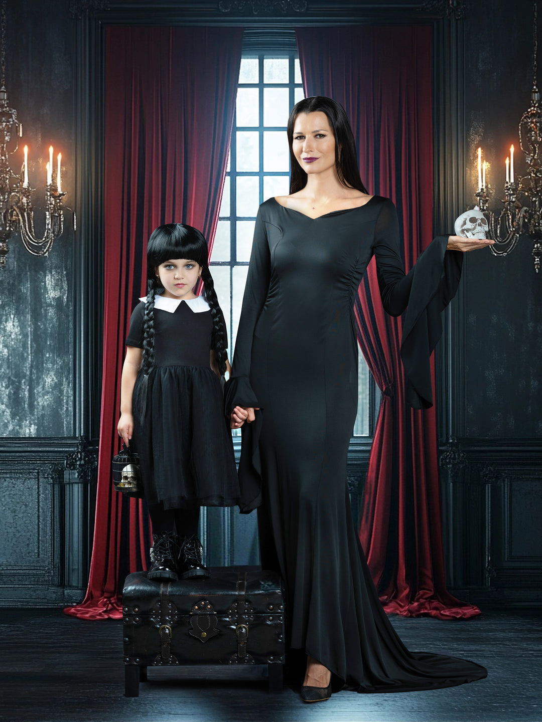 Womens Morticia Spooky Costume Dress