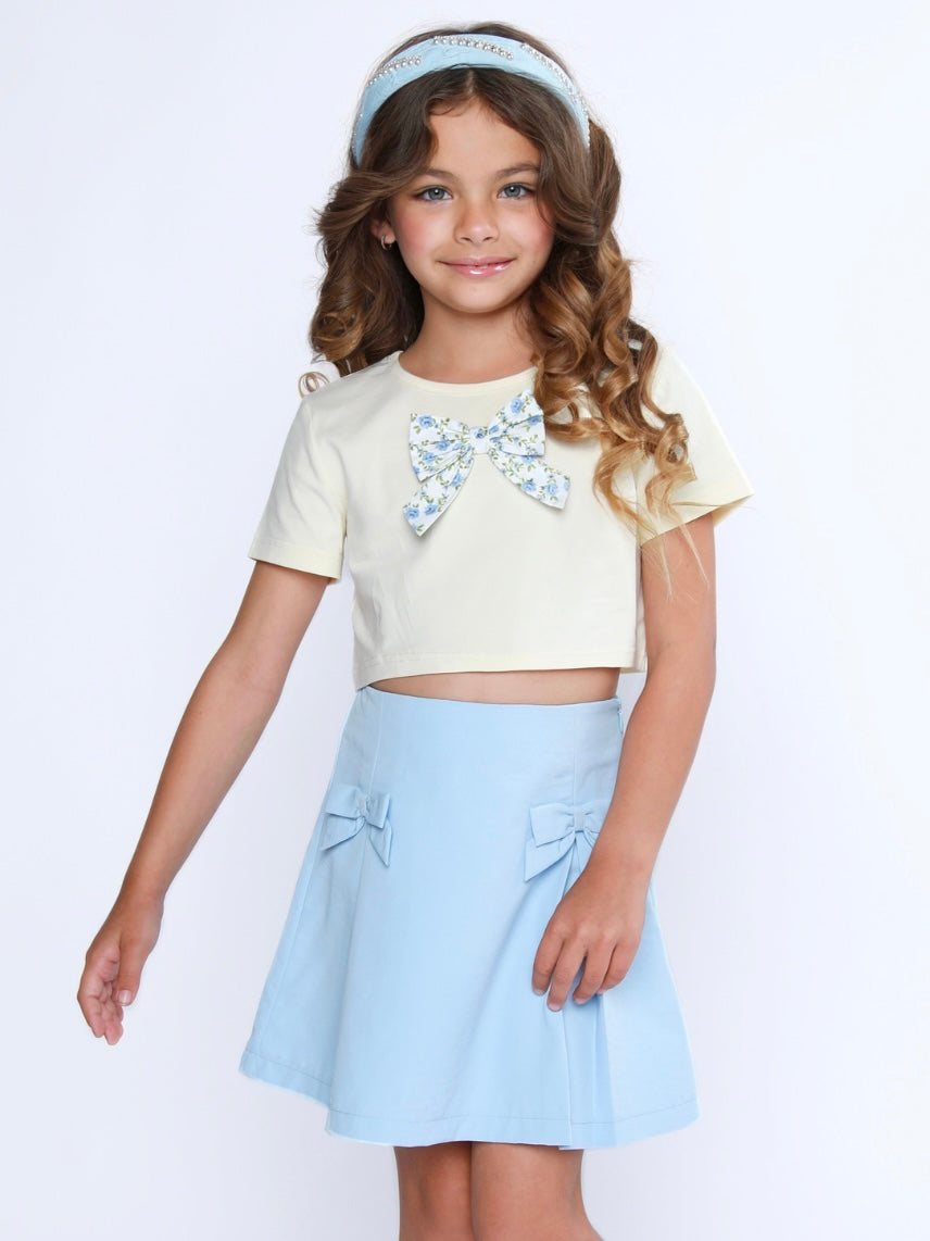 Lovely Bow Crop Top and Skirt Set Mia Belle Girls