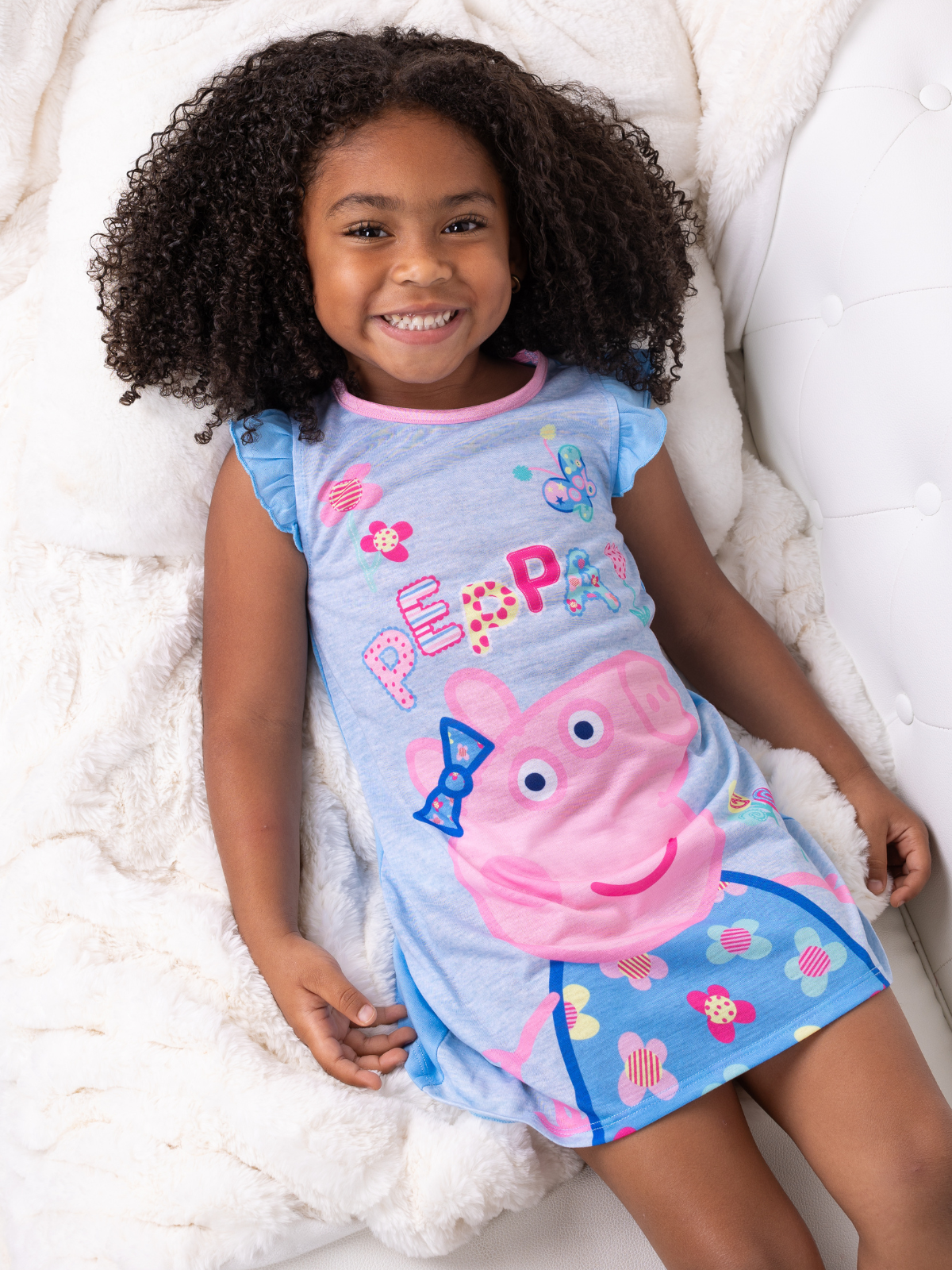 Mia Belle Girls Peppa Pig Inspired Flutter Sleeve Nightgown