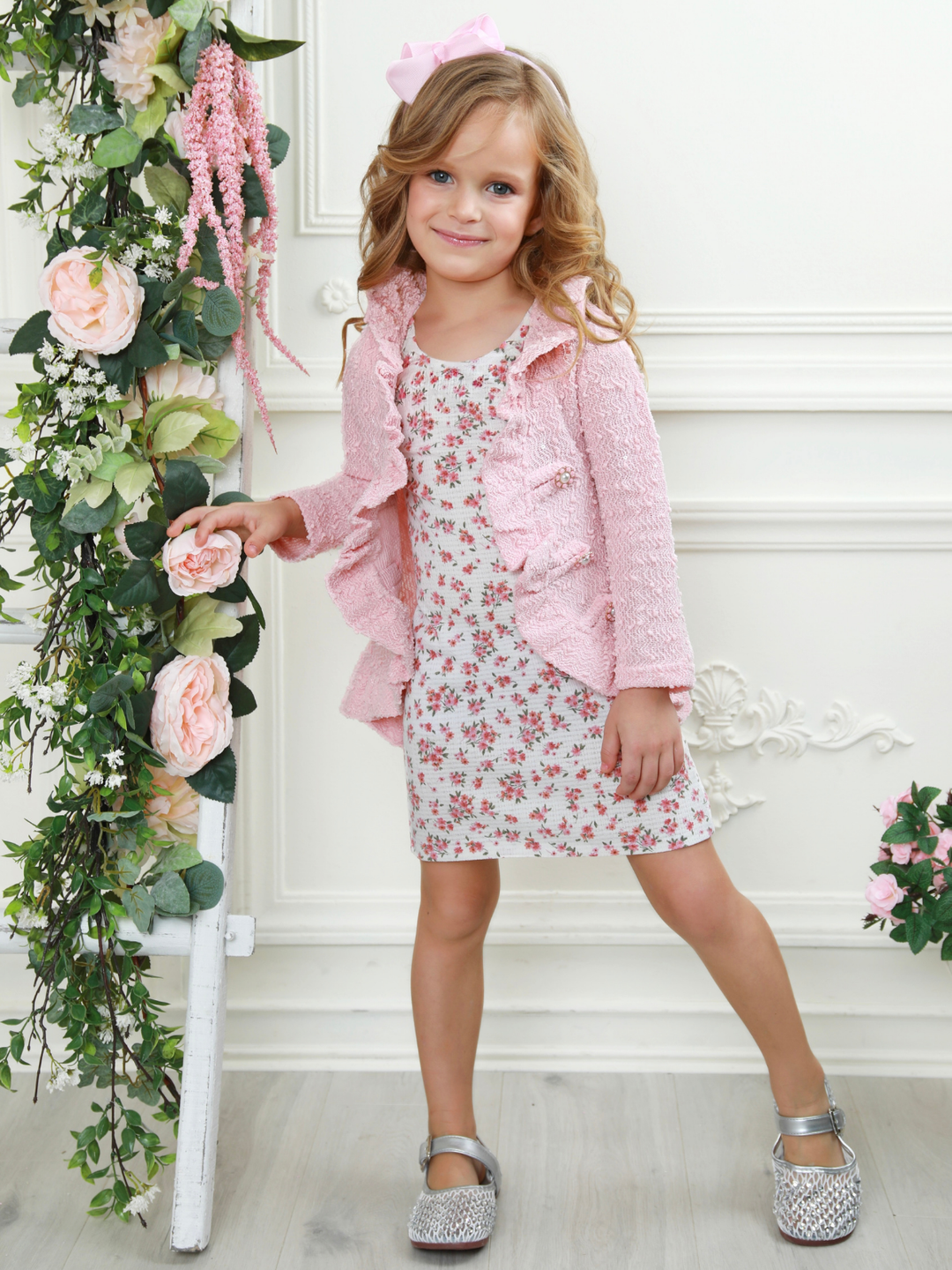 Mommy and Me Classy Duo Pink Blazer Ruffle Cardigan Mia Belle Girls