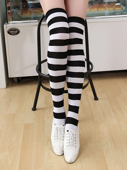 Girls High Knee Striped Socks
