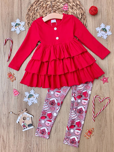 Mia Belle Tiered Ruffle Top & Legging Set | Girls Winter Outfits