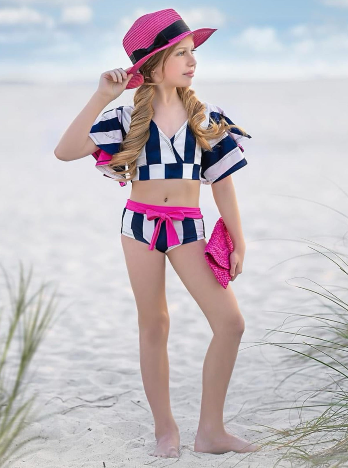 Mia Belle Girls Kimono Sleeve Two Piece Swimsuit | Resort Wear