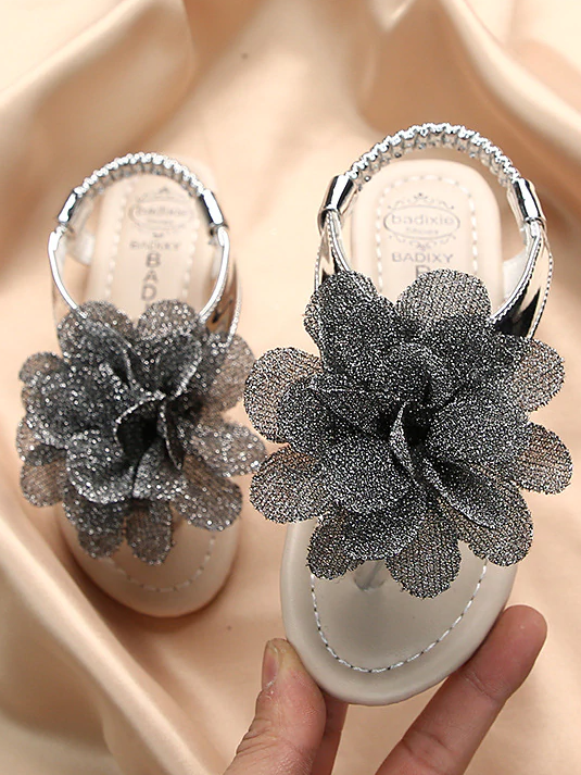 Kids Shoes Girls Glitter Mesh Floral Sandals Mia Belle Girls