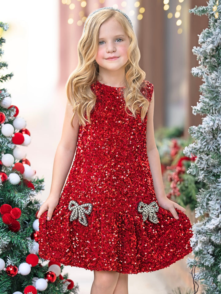 Shimmer & Sparkle Red Sequined Shift Dress