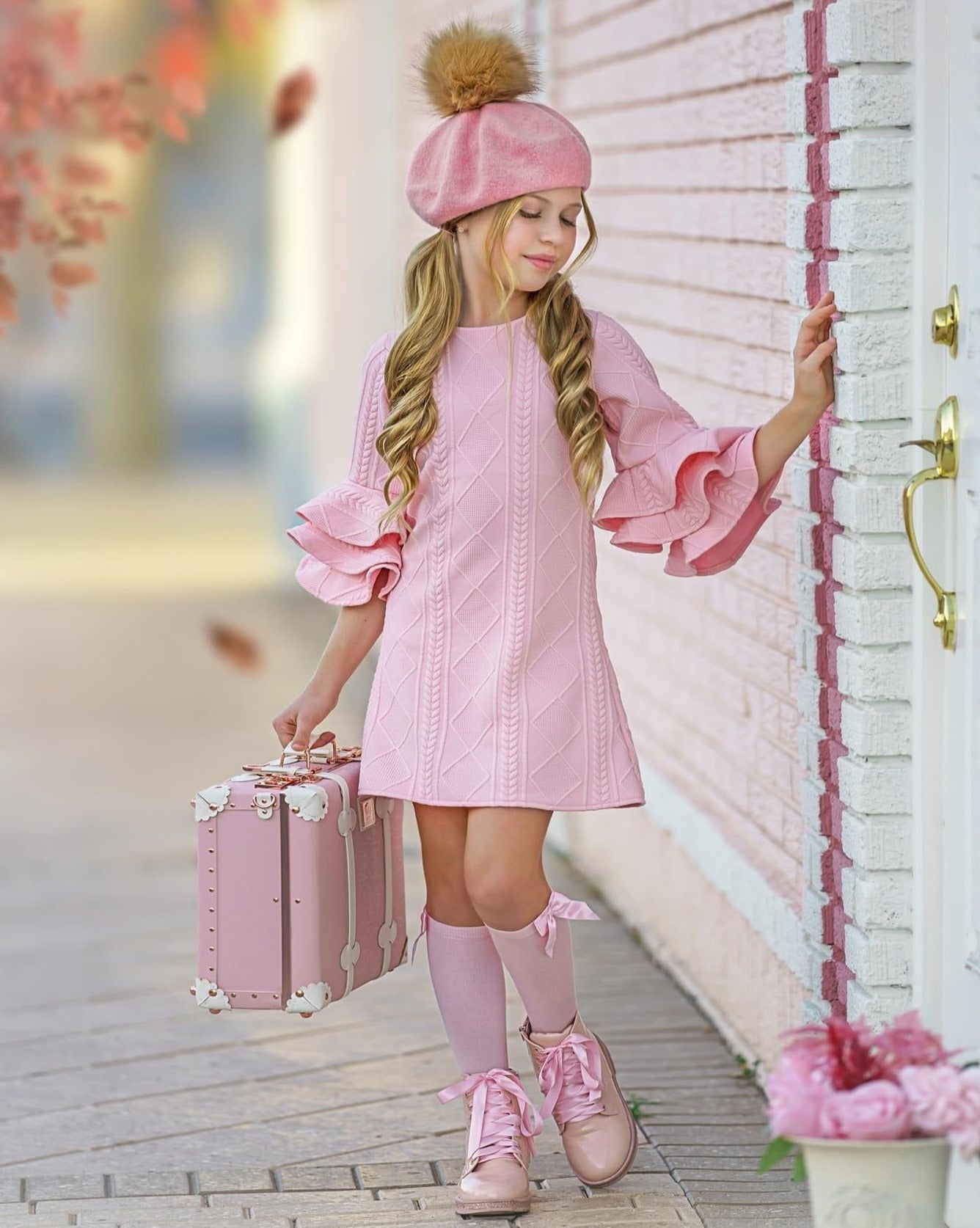 Best Pick Pink Tiered Sleeve Dress | Mia Belle Girls