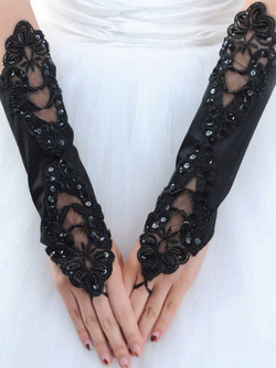 Girls Sequin Fingerless Gloves