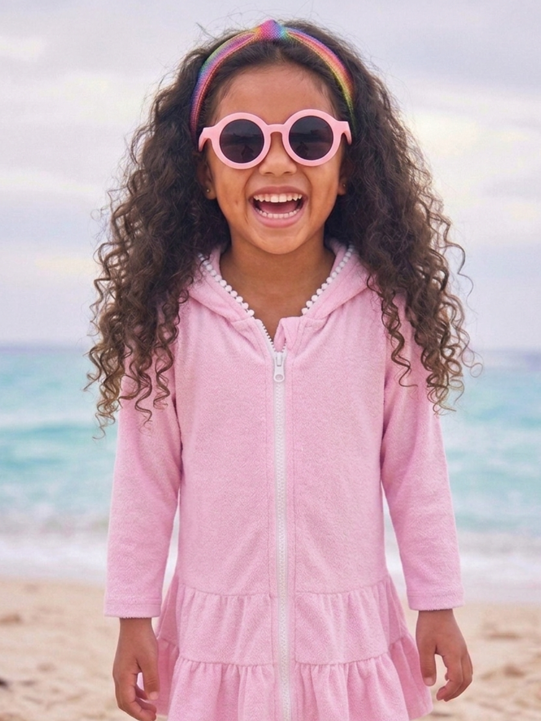 Cozy Splash Hooded Terry Ruffle Cover Up Mia Belle Girls