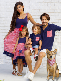 Father & Son Summer Plaid Matching Button-Up Shirt