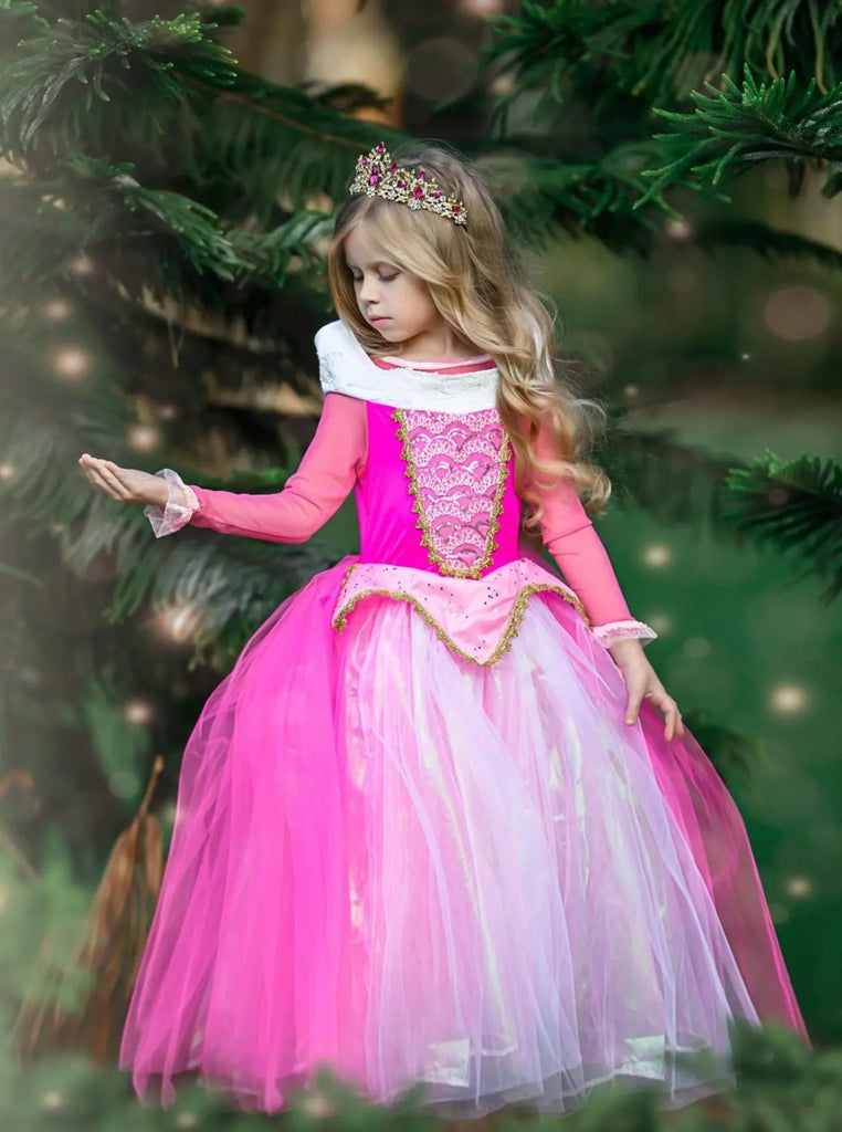 Girls Deluxe Sleeping Beauty Aurora Cutie Princess Dress – Mia Belle Girls