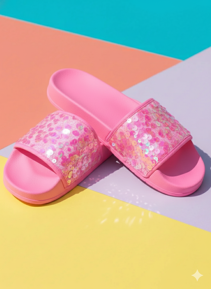 Pink Lagoon Sparkle Slide Sandals