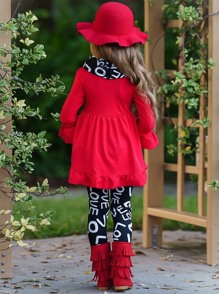 Toddler Valentine's Outfits | Love Hi-Lo Tunic, Scarf & Legging Set