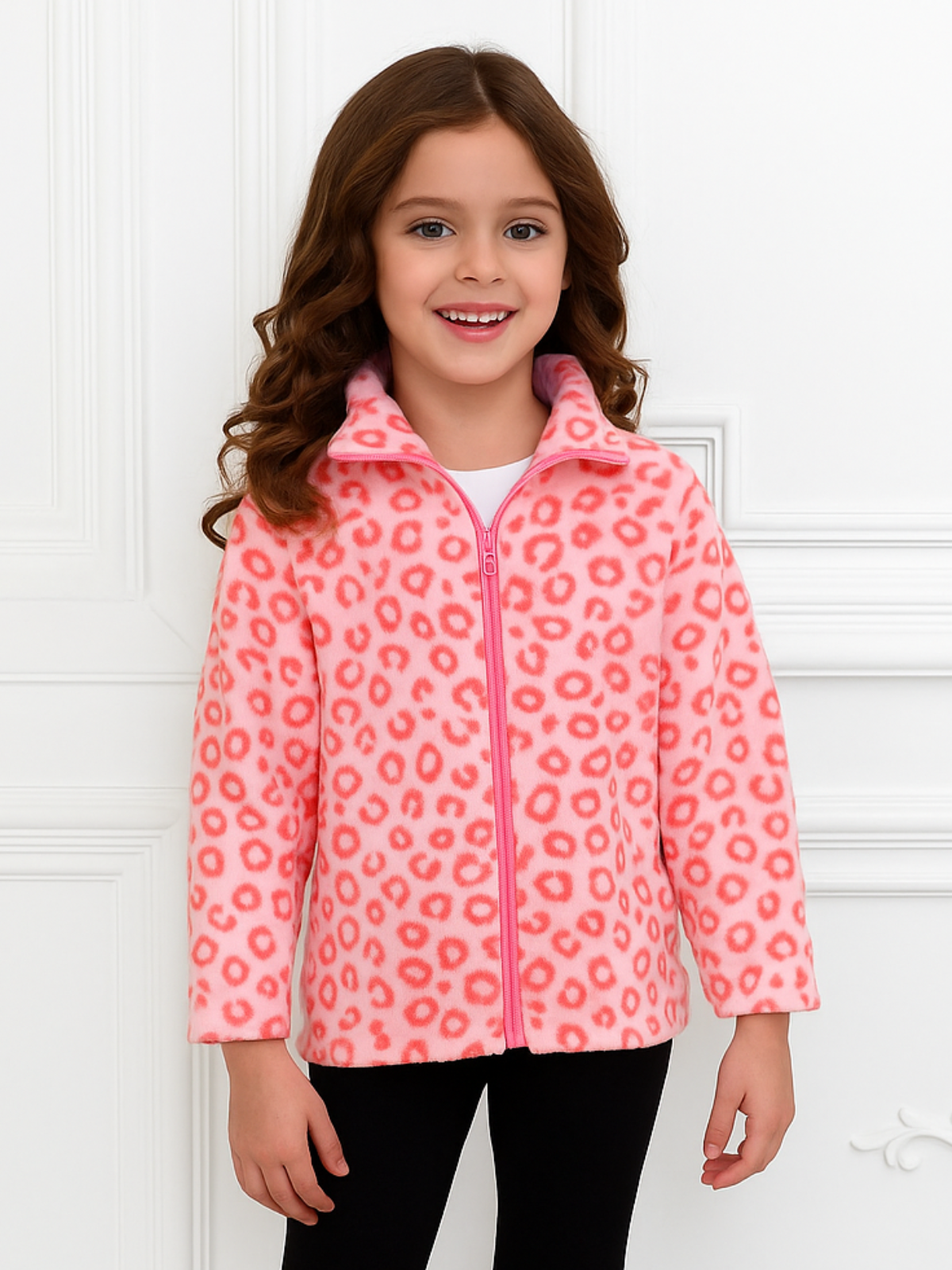 Leopard Print Cute & Warm Fleece Jacket – Mia Belle Girls