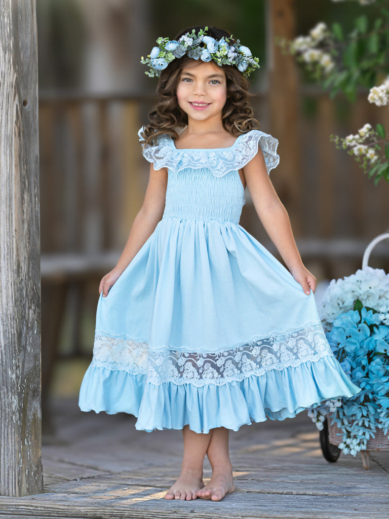 chinese dress ladies Lulu Bebe Blue Lace Ribbon Dress VICTORIA-BLUE 5202 main image 1