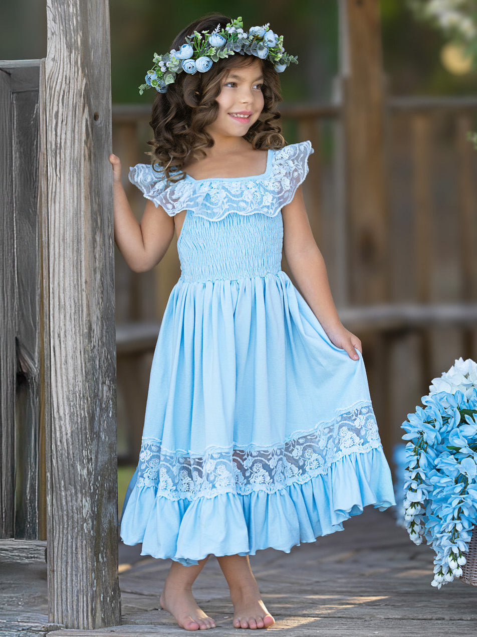 Baby Blue Spring Chic Lace Maxi Dress – Mia Belle Girls