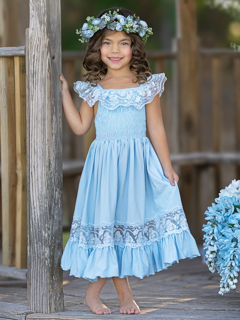 Baby Blue Spring Chic Lace Maxi Dress Mia Belle Girls Baby Blue Spring Chic Lace Maxi Dress Mia Belle Girls