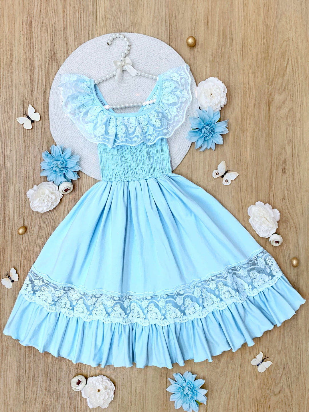 Baby Blue Spring Chic Lace Maxi Dress Mia Belle Girls Baby Blue Spring Chic Lace Maxi Dress Mia Belle Girls