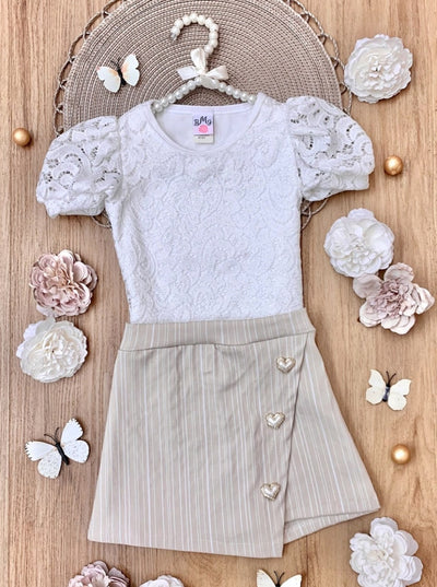 Mia Belle Girls Lace Top And Skort Set | Girls Spring Outfits