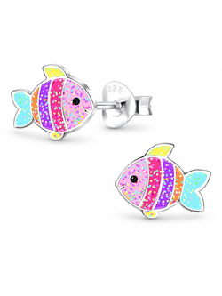 Sterling Silver Stud Earrings Rainbow Fish