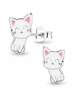 Sterling Silver Stud Earrings Cute Cat