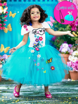 Girls Mirabel Floral Tutu Costume Dress with Bag