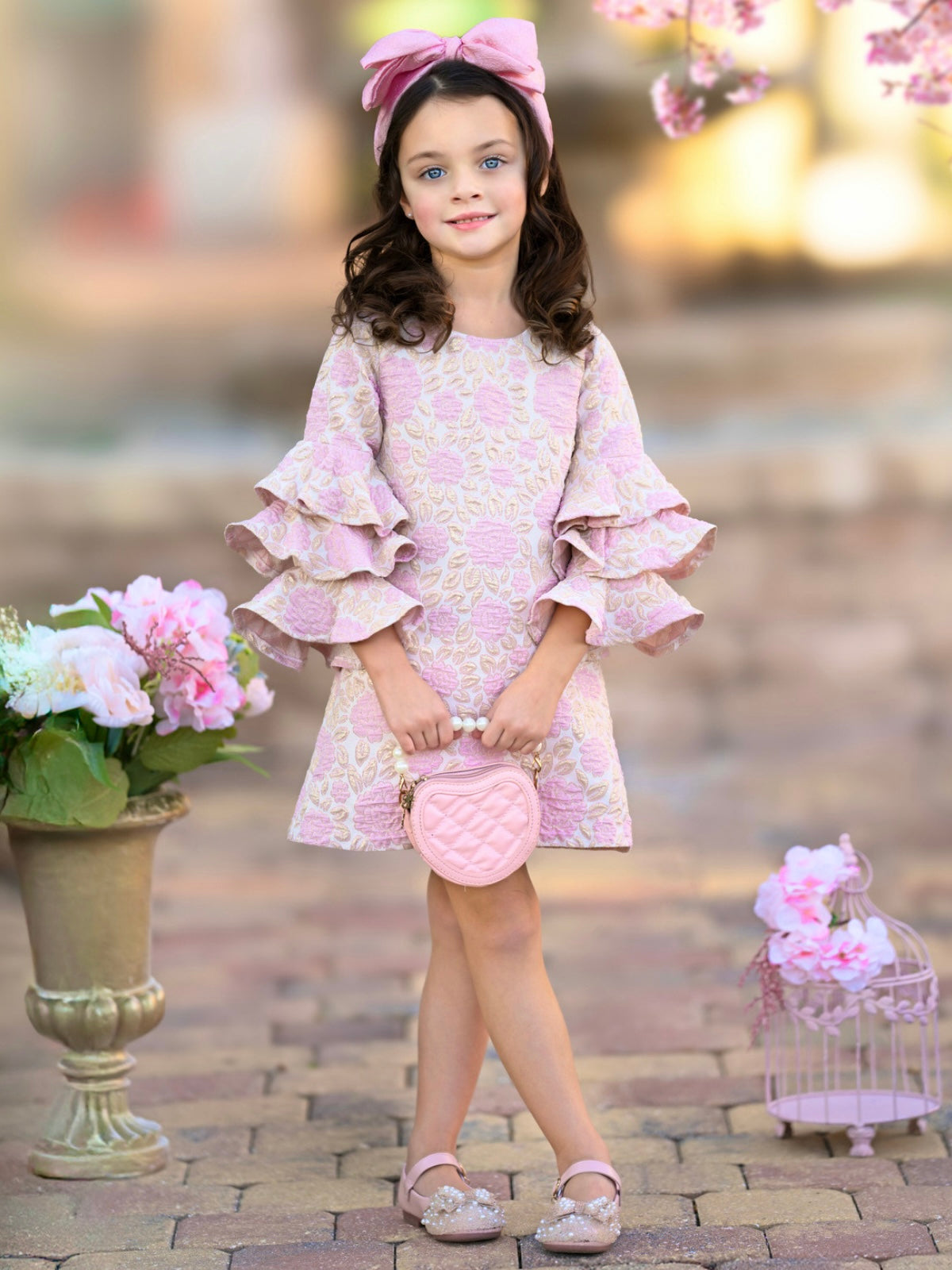 Blossoming Pink Ruffle Sleeve Dress Pink / 2T/3T