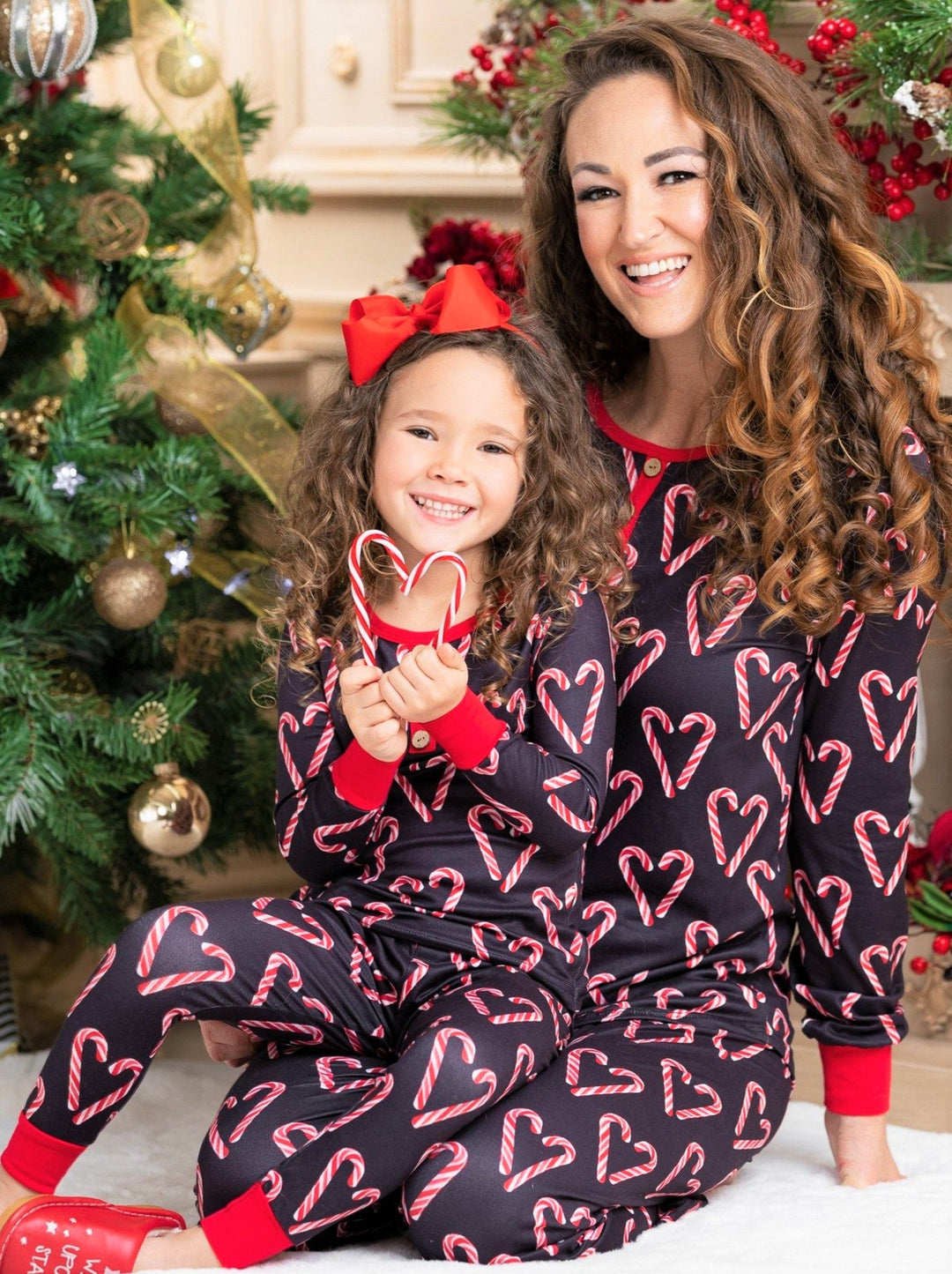 Mommy and Me Matching Pajamas Candy Cane Pajama Set |Mia Belle Girls