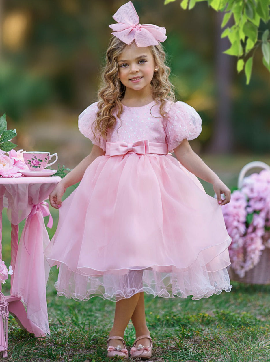 Starlight Glam Puff Sleeve Formal Dress Pink / 3T Starlight Glam Puff Sleeve Formal Dress Pink / 3T