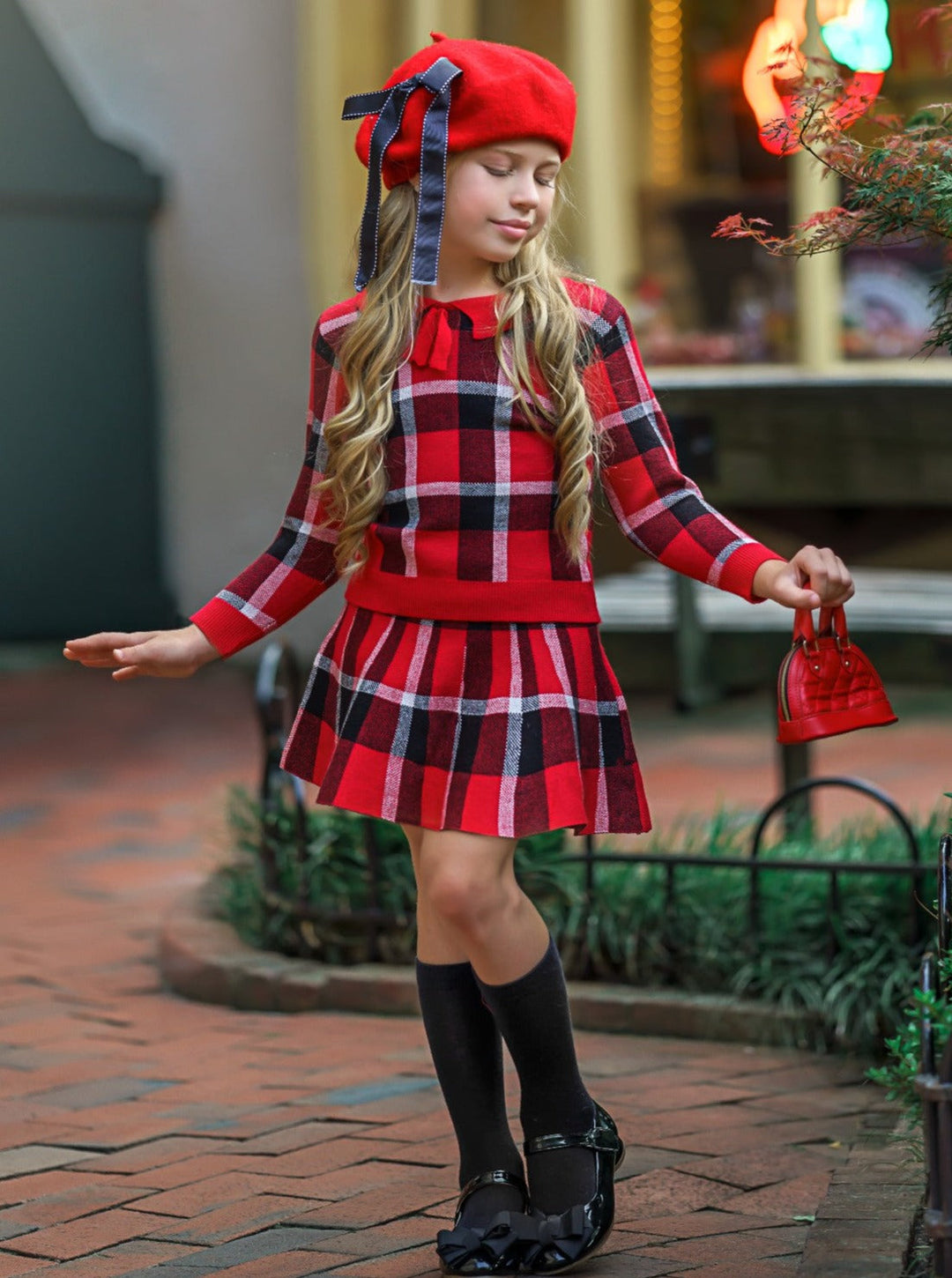 Preppy Princess Plaid Sweater and Skirt Set – Mia Belle Girls