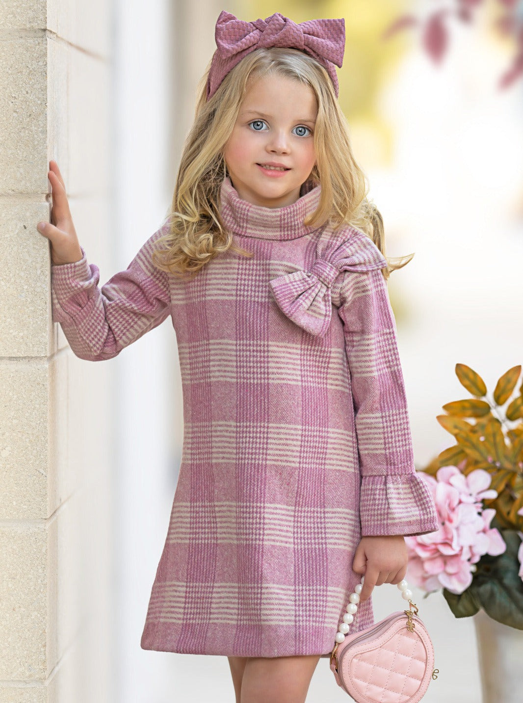 Pretty Pink Tartan Plaid Long Sleeve Shift Dress Mia Belle Girls Pretty Pink Tartan Plaid Long Sleeve Shift Dress Mia Belle Girls