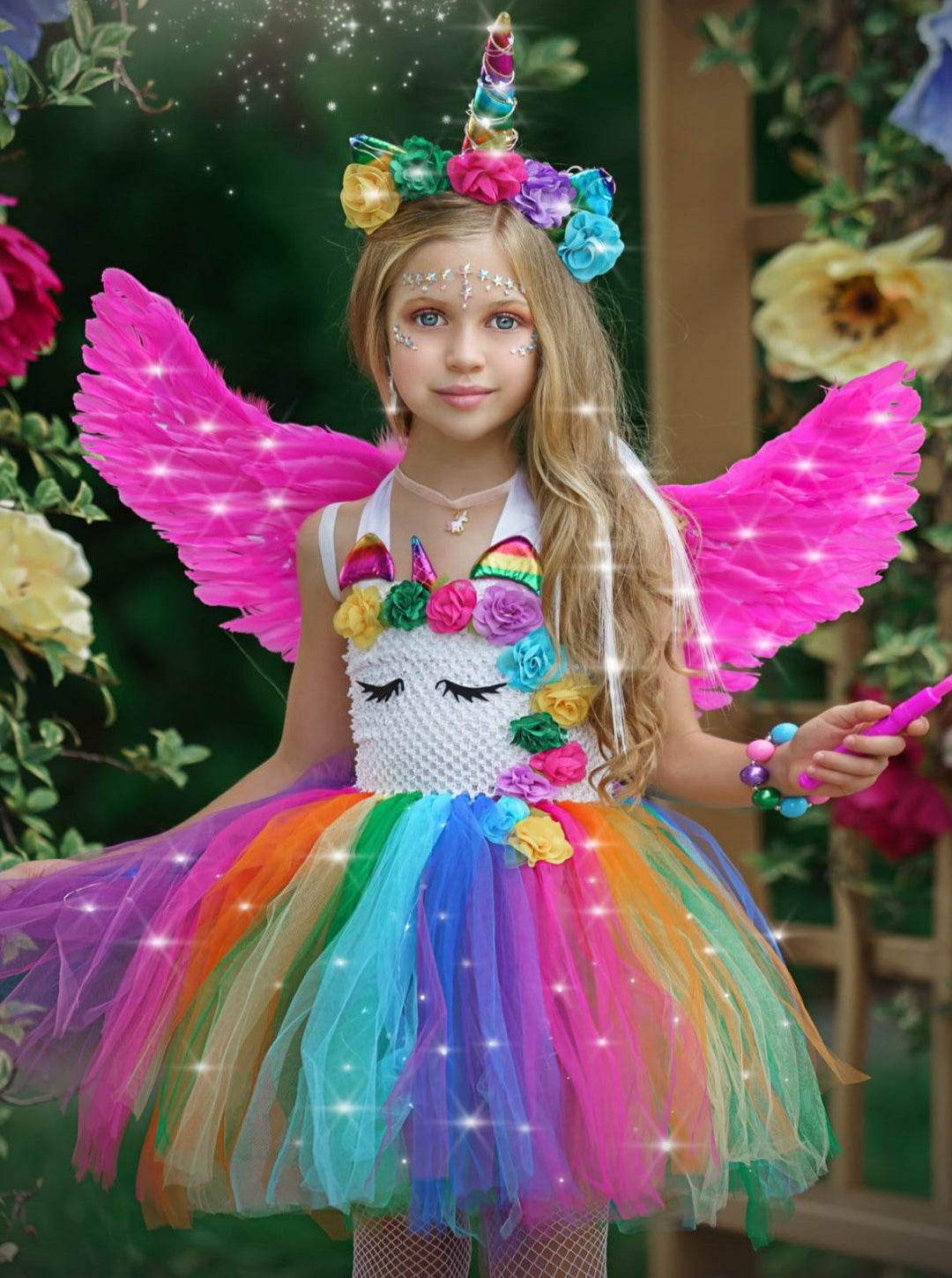 Girls Halloween Costumes LED Unicorn Fairy Light Up Tutu Dress