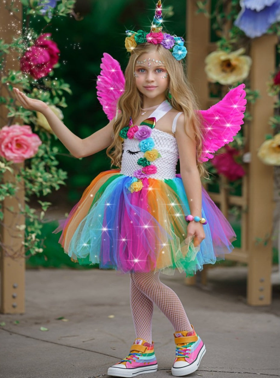 Girls Unicorn of Light LED Tutu Costume Dress with Headband Girls Unicorn of Light LED Tutu Costume Dress with Headband