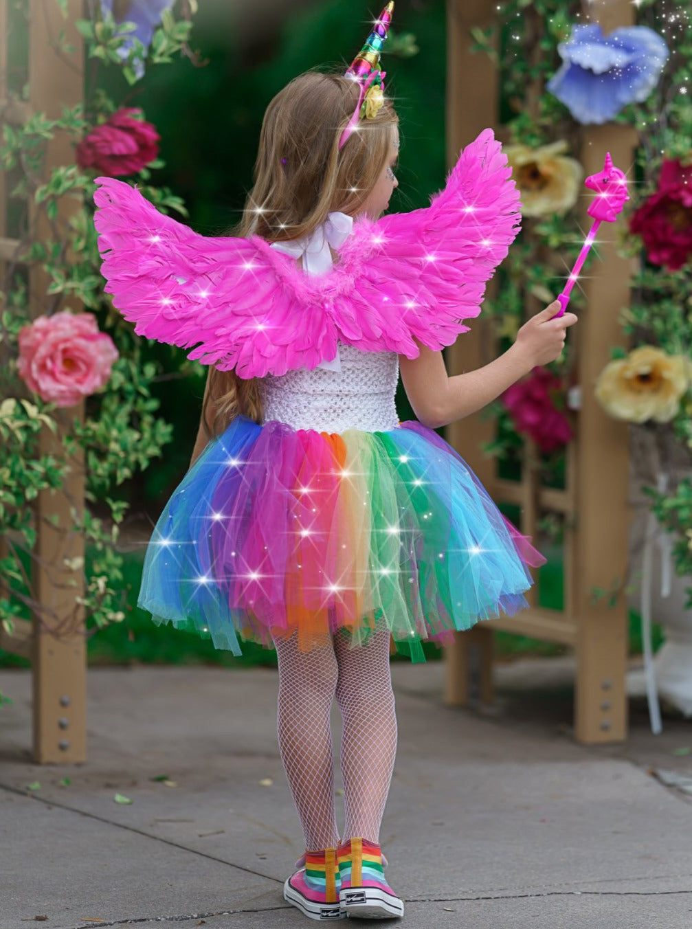 Girls Unicorn of Light LED Tutu Costume Dress with Headband Multicolor / 2T Girls Unicorn of Light LED Tutu Costume Dress with Headband Multicolor / 2T