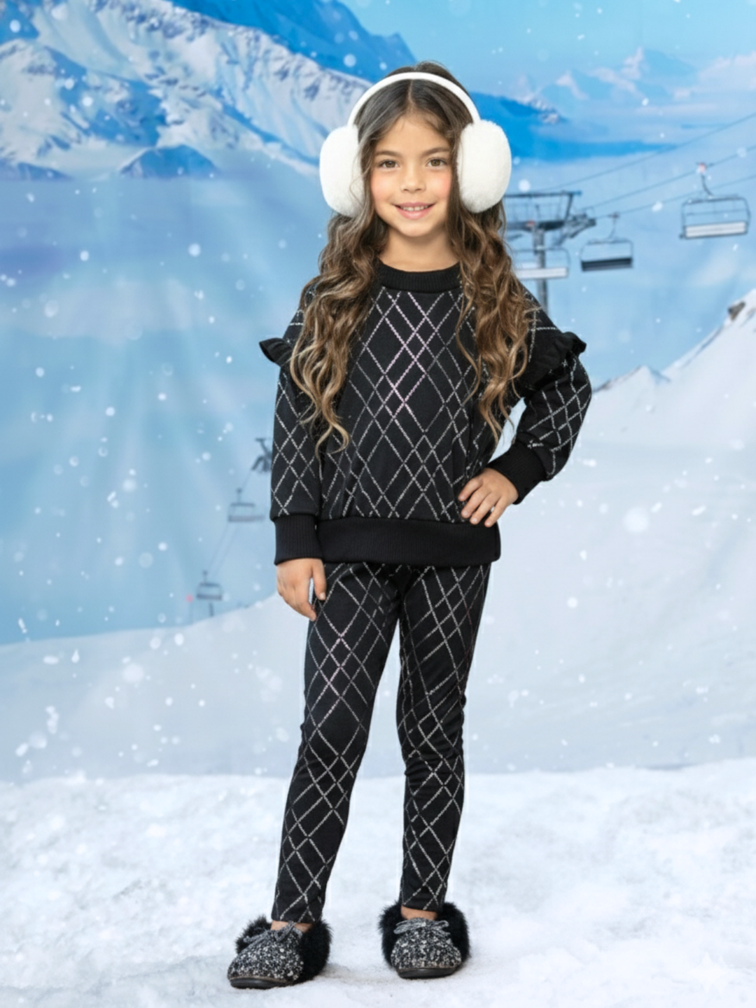 Winter Glam Sequin Ruffle Top and Legging Set