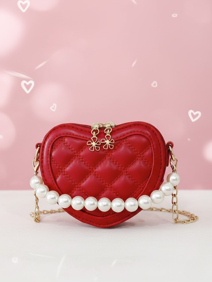 Heart of Pearl Red Crossbody Handbag