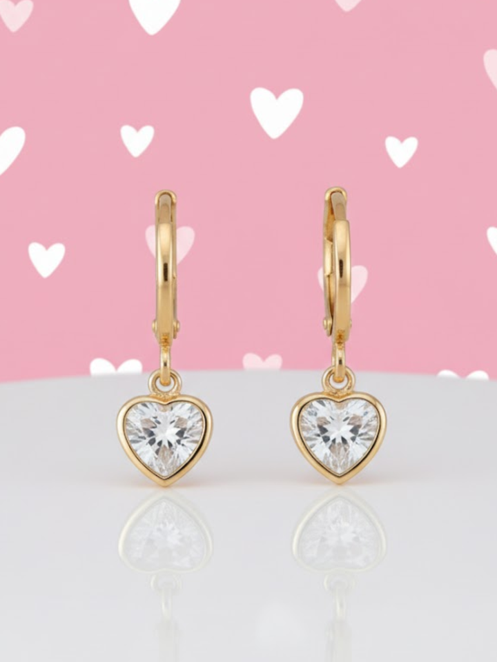 Golden Glow Heart Huggie Earrings