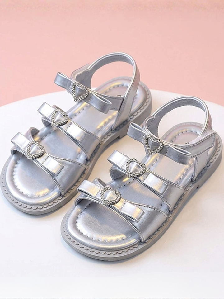 Sweetheart Rhinestone Bow Triple Strap Sandals Mia Belle Girls