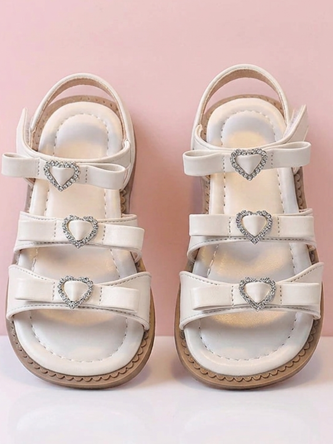 Sweetheart Rhinestone Bow Triple Strap Sandals Mia Belle Girls