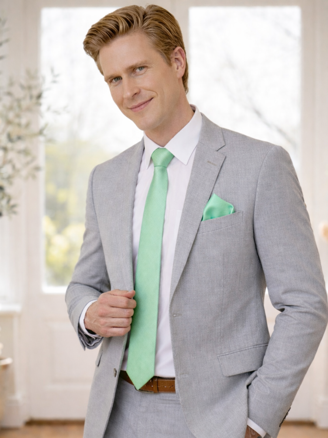 Daddy Daughter Dance Mens Mint Tie & Handkerchief Set