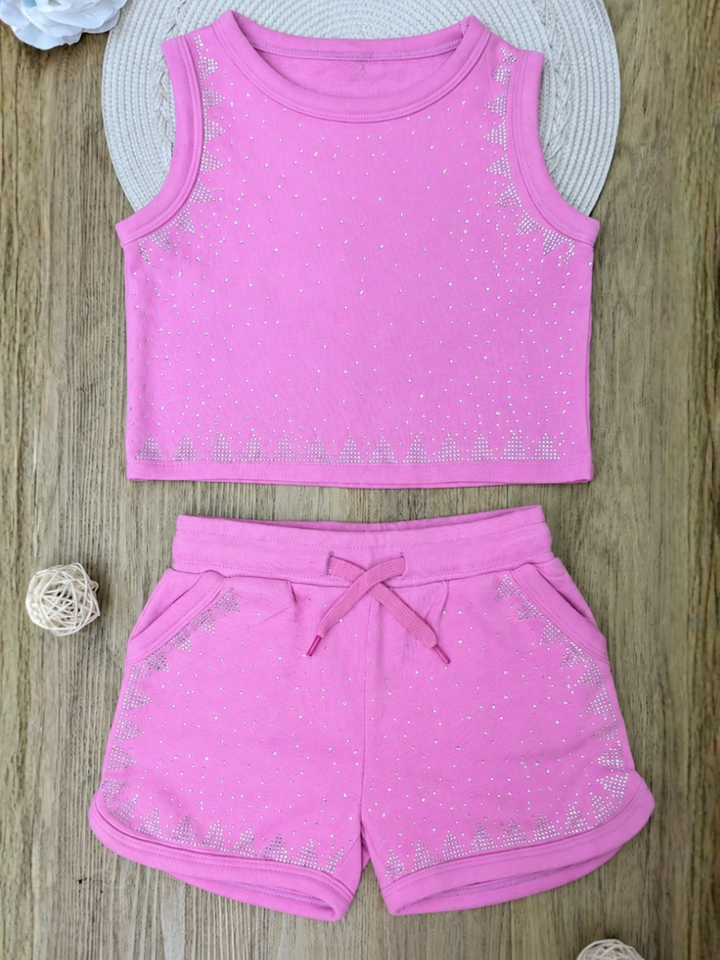Sweet Sparkle Pink Tank Top and Short Set Mia Belle Girls