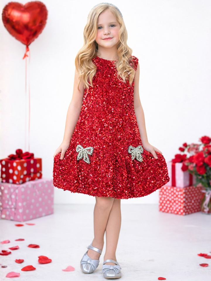 Shimmer & Sparkle Red Sequined Shift Dress