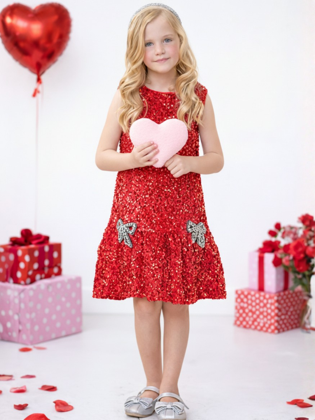 Shimmer & Sparkle Red Sequined Shift Dress