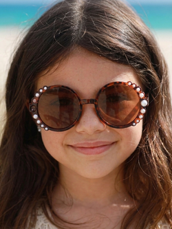 Chic Pearl Trim Round Sunglasses